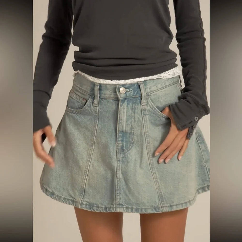 Free People Blue Denim Mini Skirt